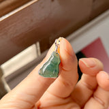 A-Grade Natural Bluish Floral Jadeite Cat Charm No. 172453