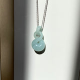 A-Grade Natural Light Bluish Green Jadeite Eternity Knot No.8 Pendant No.172597