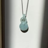 A-Grade Natural Light Bluish Green Jadeite Eternity Knot No.8 Pendant No.172597