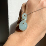 A-Grade Natural Light Bluish Green Jadeite Eternity Knot No.8 Pendant No.172597