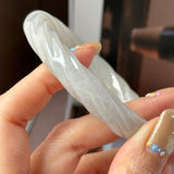57.5mm A-Grade Natural Light Yellowish Green Jadeite Traditional Round Bangle With Rope Carving No.151588