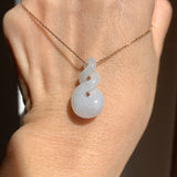 A-Grade Natural White Jadeite Eternity Knot No.8 Pendant No.172598