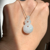 A-Grade Natural White Jadeite Eternity Knot No.8 Pendant No.172598