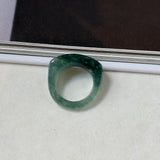 16.1mm A-Grade Natural Greenish Blue Jadeite Saddle Loaf Ring Band No.162553