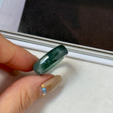 16.1mm A-Grade Natural Greenish Blue Jadeite Saddle Loaf Ring Band No.162553