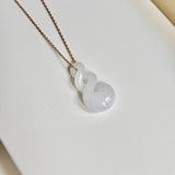 A-Grade Natural White Jadeite Eternity Knot No.8 Pendant No.172599