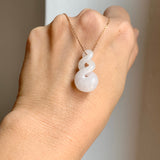 A-Grade Natural White Jadeite Eternity Knot No.8 Pendant No.172599