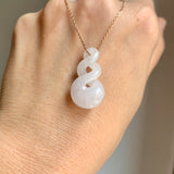 A-Grade Natural White Jadeite Eternity Knot No.8 Pendant No.172599