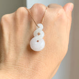 A-Grade Natural White Jadeite Eternity Knot No.8 Pendant No.172599
