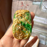 A-Grade Natural Green & Yellow Jadeite Dragon Horse Pendant/ Display No.172139