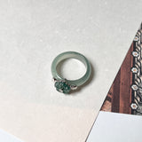 SOLD OUT: 15.6mm A-Grade Natural Jadeite Joseon Dynasty Plum Blossom Ring (Maehwa) No.162419