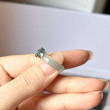 SOLD OUT: 15.6mm A-Grade Natural Jadeite Joseon Dynasty Plum Blossom Ring (Maehwa) No.162419