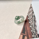 16.1mm A-Grade Natural Jadeite Joseon Dynasty Plum Blossom Ring (Maehwa) No.162420