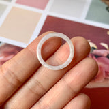 17.5mm A-Grade Natural White Jadeite Abacus Ring Band No.161534