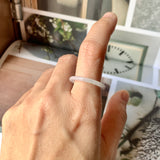 18mm A-Grade Natural White Jadeite Abacus Ring Band No.161535