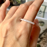 18mm A-Grade Natural White Jadeite Abacus Ring Band No.161535