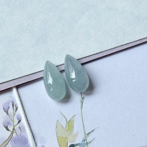 9.62cts A-Grade Natural Bluish Lavender Green Jadeite Droplet (Pair) No.180687