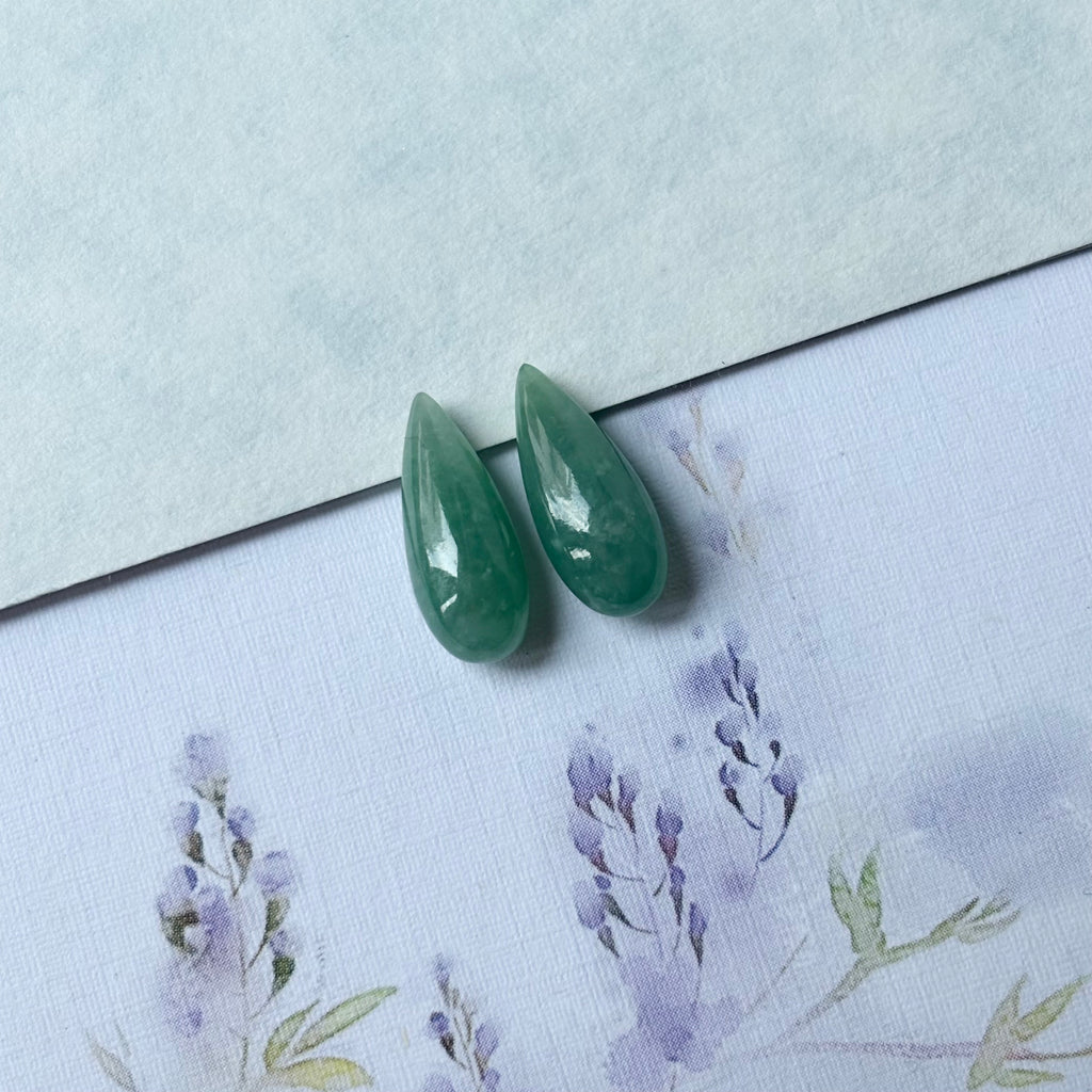 7.87cts A-Grade Natural Green Jadeite Droplet (Pair) No.180341