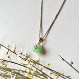 A-Grade Green Jadeite Donut Pendant (Lilac Flower) No.172143