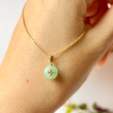 A-Grade Green Jadeite Donut Pendant (Lilac Flower) No.172143