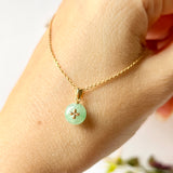 A-Grade Green Jadeite Donut Pendant (Lilac Flower) No.172143