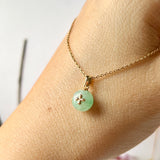 A-Grade Green Jadeite Donut Pendant (Lilac Flower) No.172143