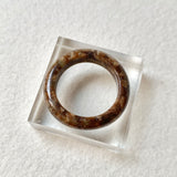 18.8mm A-Grade Natural Dark Brown Jadeite Ring Band No. 161735