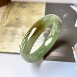 55.4mm A-Grade Natural Bluish Green Jadeite Modern Oval Bangle No.151993