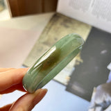 55.4mm A-Grade Natural Bluish Green Jadeite Modern Oval Bangle No.151993