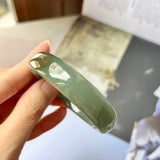 55.4mm A-Grade Natural Bluish Green Jadeite Modern Oval Bangle No.151993