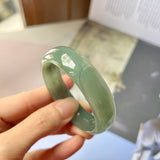 55.4mm A-Grade Natural Bluish Green Jadeite Modern Oval Bangle No.151993