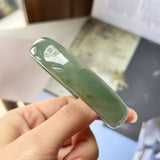 55.4mm A-Grade Natural Bluish Green Jadeite Modern Oval Bangle No.151993
