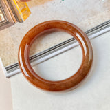 56mm A-Grade Natural Reddish Brown Jadeite Traditional Round Bangle (Collector's Item) No. 151643