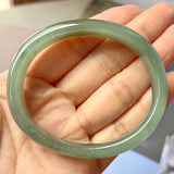 55.4mm A-Grade Natural Bluish Green Jadeite Modern Oval Bangle No.151993