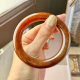 56mm A-Grade Natural Reddish Brown Jadeite Traditional Round Bangle (Collector's Item) No. 151643