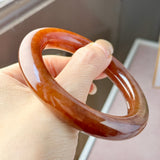 56mm A-Grade Natural Reddish Brown Jadeite Traditional Round Bangle (Collector's Item) No. 151643
