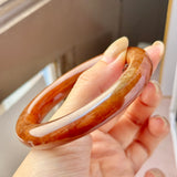 56mm A-Grade Natural Reddish Brown Jadeite Traditional Round Bangle (Collector's Item) No. 151643