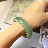 55.4mm A-Grade Natural Bluish Green Jadeite Modern Oval Bangle No.151993