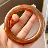 56mm A-Grade Natural Reddish Brown Jadeite Traditional Round Bangle (Collector's Item) No. 151643