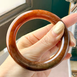 56mm A-Grade Natural Reddish Brown Jadeite Traditional Round Bangle (Collector's Item) No. 151643