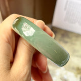 55.4mm A-Grade Natural Bluish Green Jadeite Modern Oval Bangle No.151993