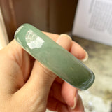 55.4mm A-Grade Natural Bluish Green Jadeite Modern Oval Bangle No.151993