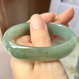 55.4mm A-Grade Natural Bluish Green Jadeite Modern Oval Bangle No.151993