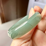 55.4mm A-Grade Natural Bluish Green Jadeite Modern Oval Bangle No.151993