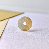 Icy A-Grade Natural Yellow Grey Jadeite Ancient Coin Donut No.220341