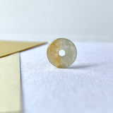 Icy A-Grade Natural Yellow Grey Jadeite Ancient Coin Donut No.220341