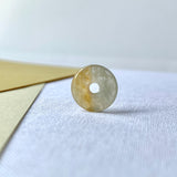 Icy A-Grade Natural Yellow Grey Jadeite Ancient Coin Donut No.220341