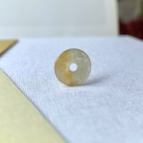 Icy A-Grade Natural Yellow Grey Jadeite Ancient Coin Donut No.220341