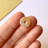 Icy A-Grade Natural Yellow Grey Jadeite Ancient Coin Donut Pendant No.220341
