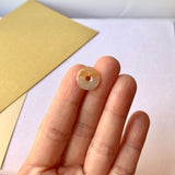Icy A-Grade Natural Yellow Grey Jadeite Ancient Coin Donut No.220341